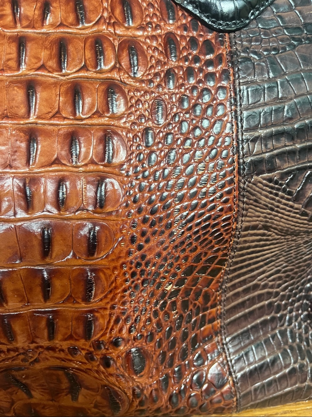 Brahmin Rich 2 tone Brown Crocodile Shoulder Bag - Picture 4 of 9